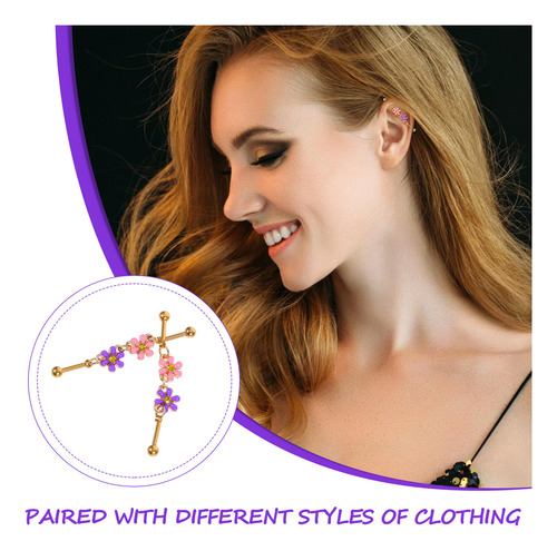 2 Bonitos Piercings: Pendientes De Aleación Para Mujer Con F
