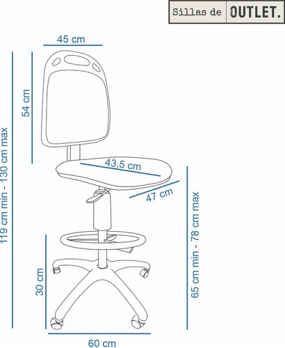 Silla Alta Diva Cajera Con Apoyabrazos Sin Ruedas C/ Patines
