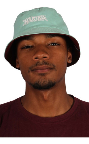 Chapeu Bucket Hat Narina Dupla Face Preto Verde Original Un