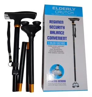 Bastón Plegable Luz Led Elderly Crutch Màgico Ortopedico 5-1