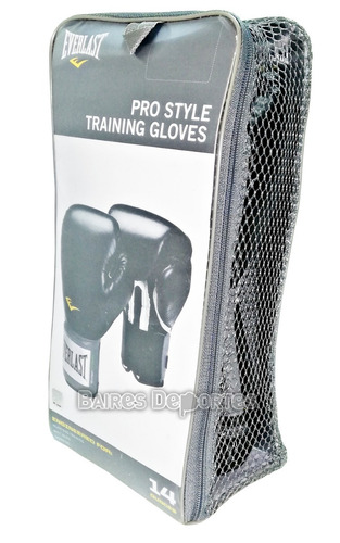 Imagen 3 de 4 de Guantes Everlast Pro Style Negro Azul 12 14 16 Oz Original