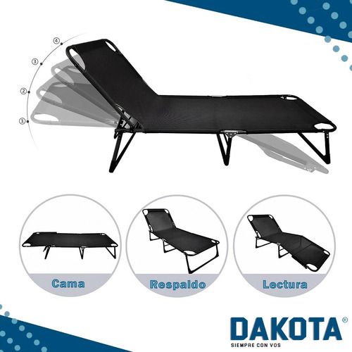Imagen 3 de 7 de Combo 2 Reposeras Cama Reforzadas 3 Pos. Dakota Playa Pileta