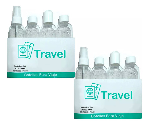 Kit Botellas De Plastico Para Viaje Dispensador Taparrosca