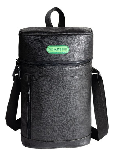 Bolso Matero Matera Regulable Porta Termo Bombilla Mate Eco Cuero The Mate Spot Negro