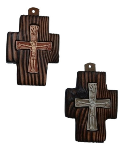 Crucifijo Moderno - Cruz De Madera Quemada - 17 Cm -