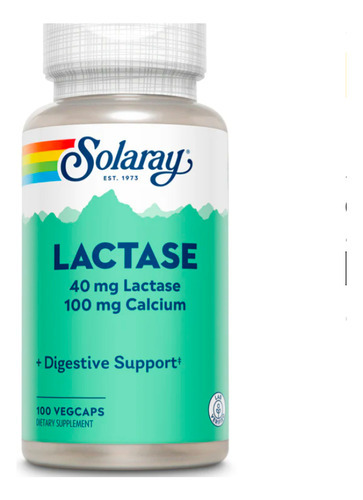 Solaray Lactase 40mg 100caps Sabor Sin Sabor