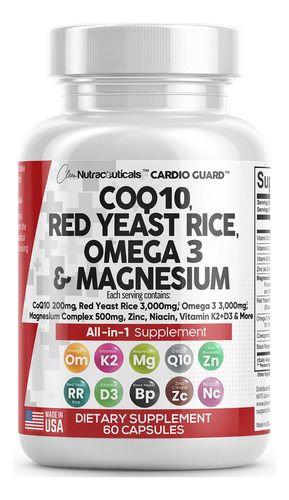 Coq10 200 Mg De Arroz De Levadura Roja  Mg Omega 3  Mg Comp.