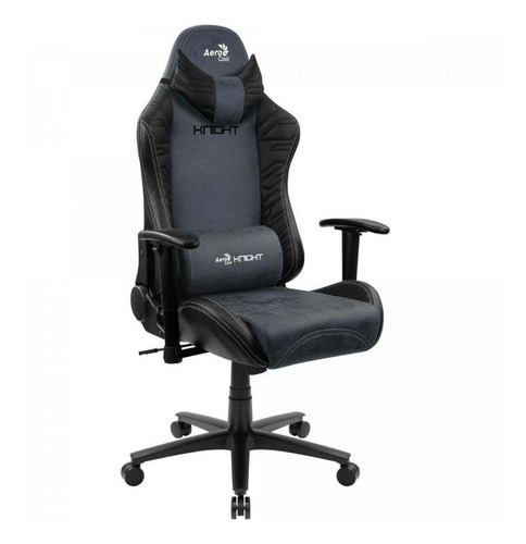 Imagen 4 de 5 de Silla de escritorio AeroCool Knight gamer ergonómica steel blue con tapizado de cuero sintético y gamuza