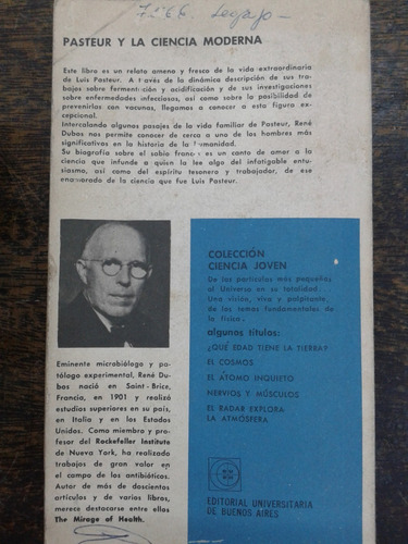 Imagen 2 de 5 de Pasteur Y La Ciencia Moderna * Rene Dubos * Eudeba *