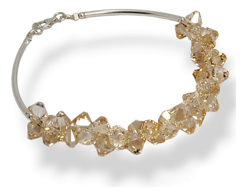 Pulsera Cristal Swarovski Bicono 6mm Plata 925 Golden Shadow