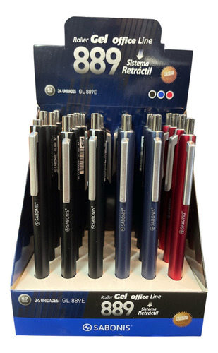 Boligrafo Retractil Sabonis Gl 889 Roller Gel 0.7mm X 24un Tinta Negro/azul/rojo Exterior Negro Azul Rojo 889