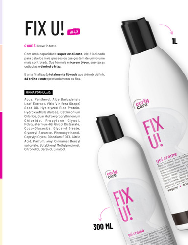 Kit Curly Care Fix U!, Be Free Leave-in E Pudding 3x 300ml