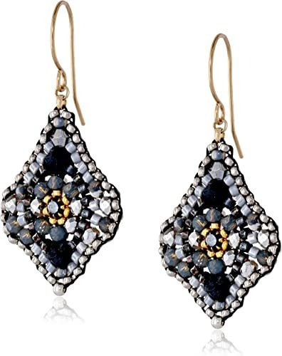 Miguel Ases Hematita Y Swarovski Lotus Drop Arete