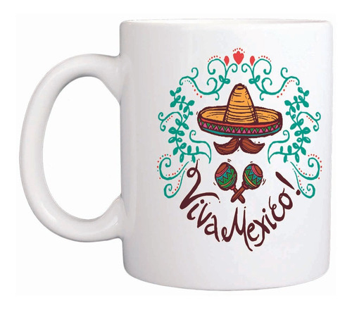 Taza Blanca Día De La Independencia De México. Viva México