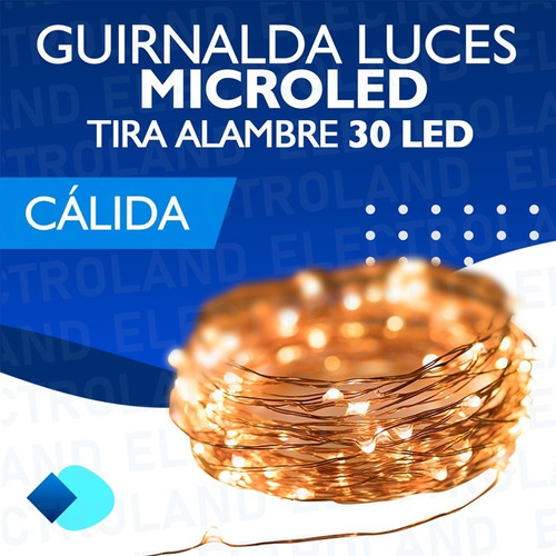 Imagen 2 de 10 de Pack X 10 Luces Guirnalda Calidas Alambre 30 Led A Pila