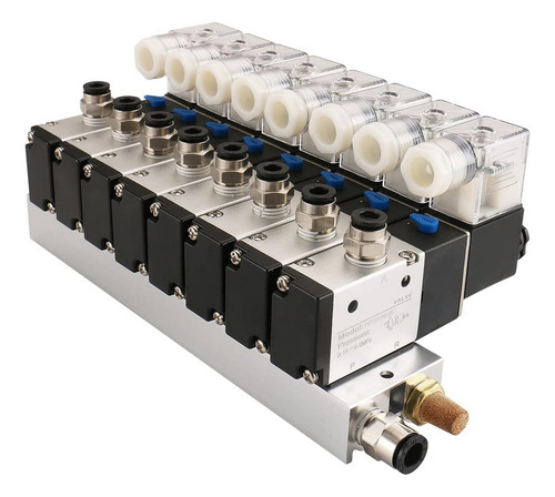 Bloco Manifold 10 Válvulas Pneumática 3/2 Vias 1/4 Bsp 8mm
