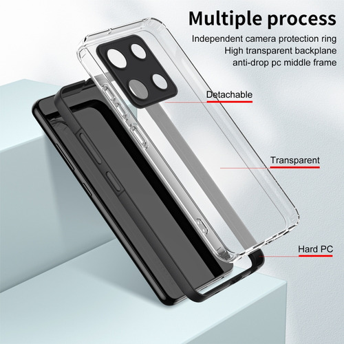 Capa De Telefone Preta Tpu + Pc Para Infinix Note 30 Pro