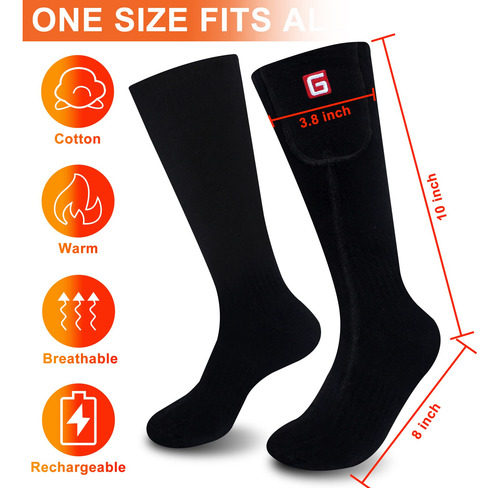 Calcetines Térmicos Eléctricos Magnolia Para Invierno Y Depo Negro Diseño De La Tela Talle