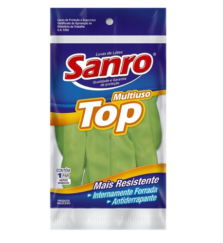 10 Luvas Para Limpeza Com Forro De Látex Top Sanro G