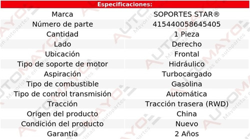 Soporte Tacón De Motor Del Der 228i 2.0l 4 Cil Turbo 14-16