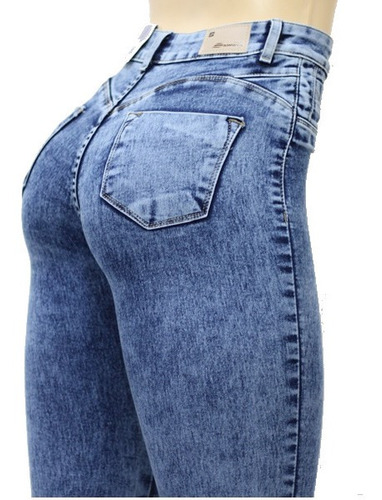 Calça Sawary Jeans Cintura Alta Hot Pants Com Elastano