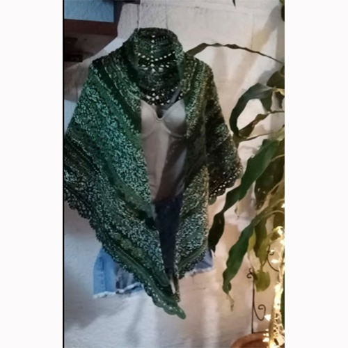 Chal Triangular Tejido A Crochet, Hecho A Mano