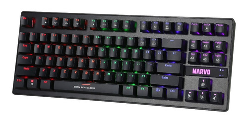 Imagen 4 de 8 de Teclado Gamer Marvo Kg901 Tkl Español Ñ Rainbow Rgb Sw Blue