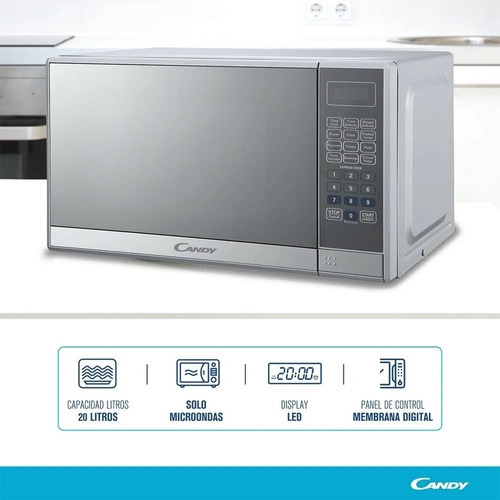 Imagen 4 de 6 de Horno Microondas Candy Mw20l Acero Inoxidable 20 Litros