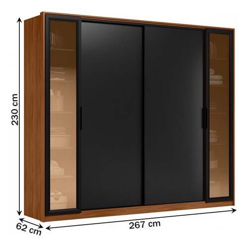 Guarda Roupa Casal Laredo 4 Portas 4 Gavetas Flex Com Vidro