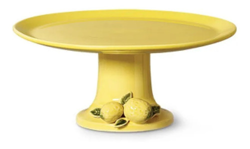 Plato para tarta de limón siciliano con pie de lima siciliana, decorado con amarillo limón siciliano