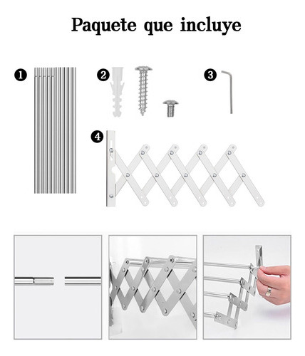 Tendedero De Pared Plegable En Inoxidable Retractil Facil Acero