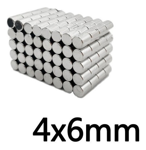 Imagen 6 de 8 de 10 Imanes De Neodimio 4x6 Mm Niquelados Potentes