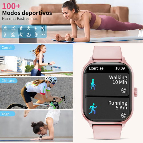 Aiyinsmart KR‑X8 Smart 201 Rosa – Smartwatch Deportivo IP68 para Mujeres y Hombres