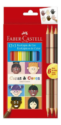 Lápis De Cor Ecolápis 12+3 Caras & Cores Faber-castell Cx Pm