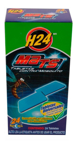 Insecticida En Tabletas H24 Mats Universales De Uso Doméstico 24 Tabletas