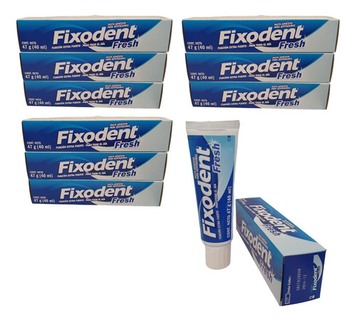 10 Pastas Adhesivas Fixodent Fresh Sabor Menta