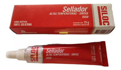 Siloc Adhesivo Sellador Juntas Rojo 25g. Alta Temperatura 