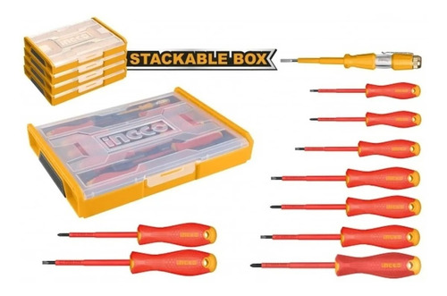 Set Organizador + 10 Herramientas Aisladas P Electricista