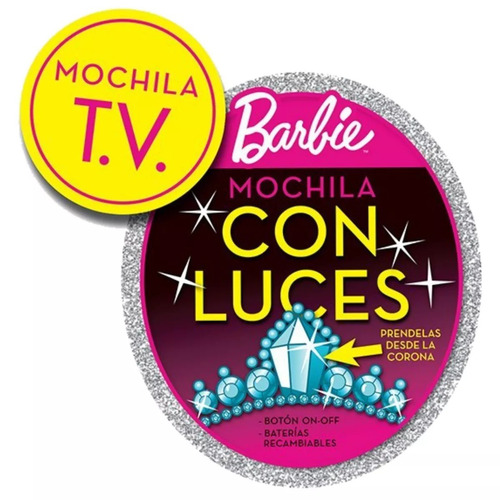 Mochila Espalda Jardin 12p Con Luz Barbie Rosa (14032)