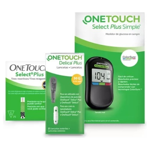 Glucómetro Onetouch Select Plus Simple 25 Tiras 25 Lancetas