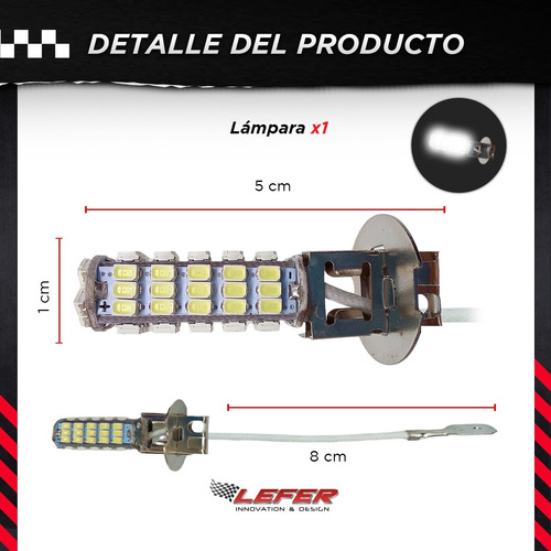 Imagen 3 de 7 de Lampara Luz Autos H3 - 68 Smd - Blanco 12v Ultra Led
