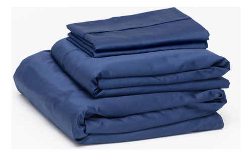 Juego De Sábanas Luuna Algodón Satín, Individual Color Azul marino