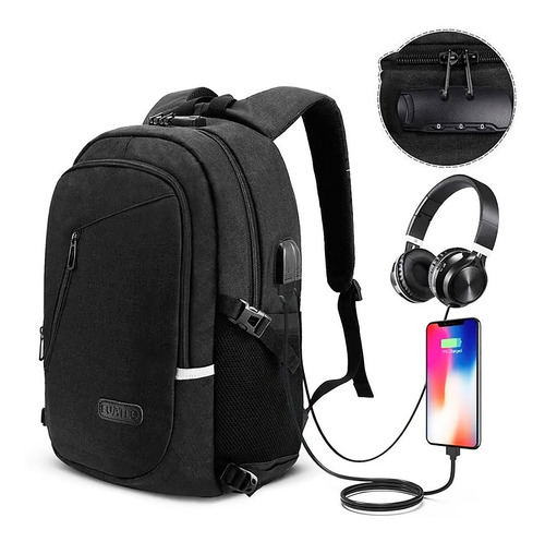 Mochila Urbana Antirrobo De 30l Con Cargador Usb