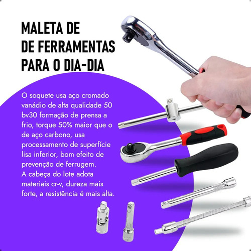 Conjunto De Soquetes De Aço Crv Com Chave Allen Com Catraca
