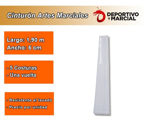 Imagen 3 de 7 de Cinturon 2 Metros Artes Marciales Taekwondo Aikido Karate