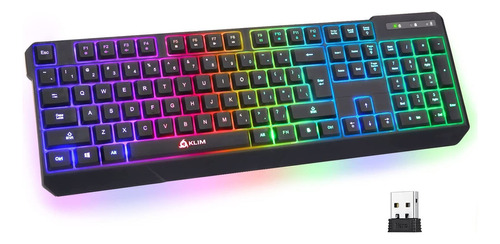 Teclado Inalámbrico Para Jugadores Klim Chroma, Rgb, Recarga