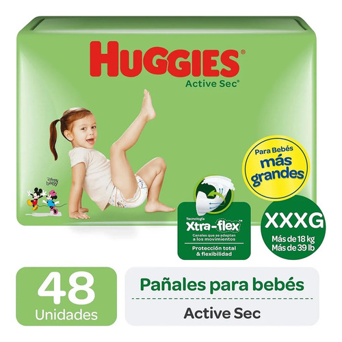 Pañal Huggies Active Sec Xxxg 48 Un
