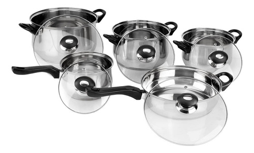 Bateria Cocina Magefesa Acero Inoxidable Coraza 7 Pzas Azul Color Plateado