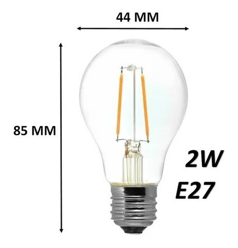 Imagen 4 de 6 de Pack X10 Ampolleta Vintage 2w E27 Filamento Luz Calida
