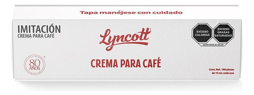 Sustituto De Crema Para Café Líquido Lyncott 100 Pz